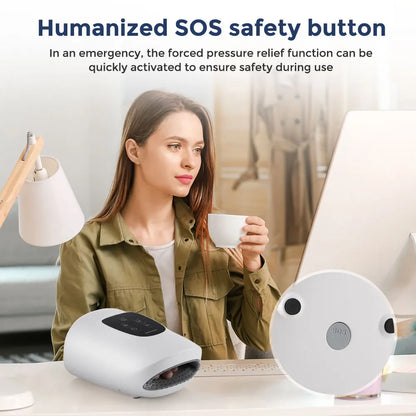 SOS button on Wireless Hand Massager for emergency shutdown, ensuring safe and immediate device deactivation.