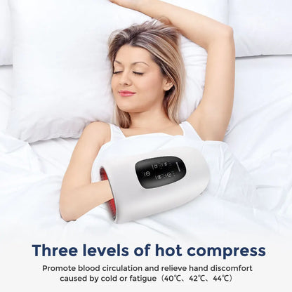 Wireless Hand Massager offers three heat levels: 40°C, 42°C, and 44°C for customized comfort and muscle relaxation.