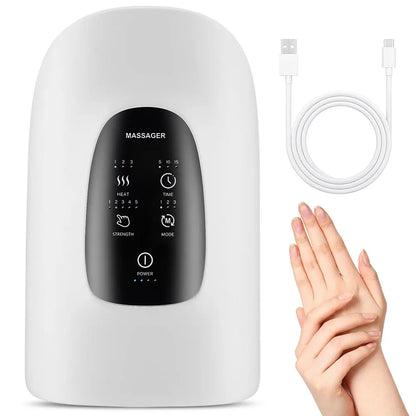 Hand massager with deep tissue compression and heat therapy to ease muscle tension and relieve arthritis symptoms.