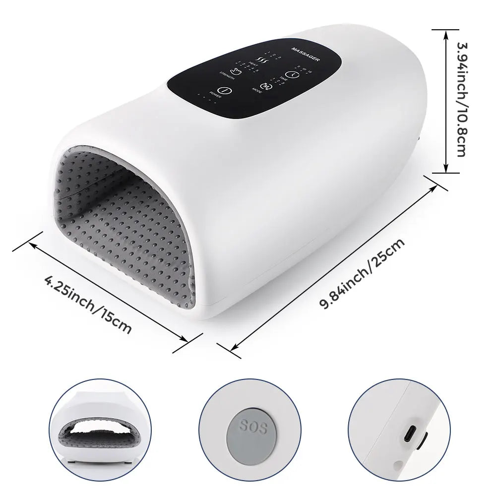 Image showing the dimensions of the Wireless Hand Massager for size reference.